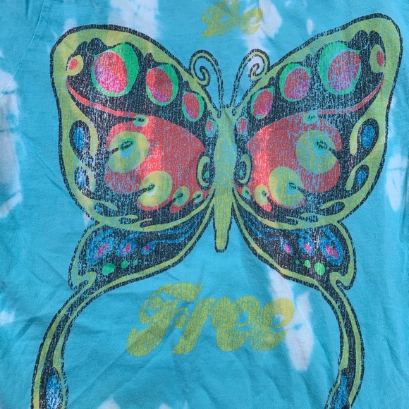 NWT reverse tie dye blue s/s be free butterfly tee - Picture 6 of 16